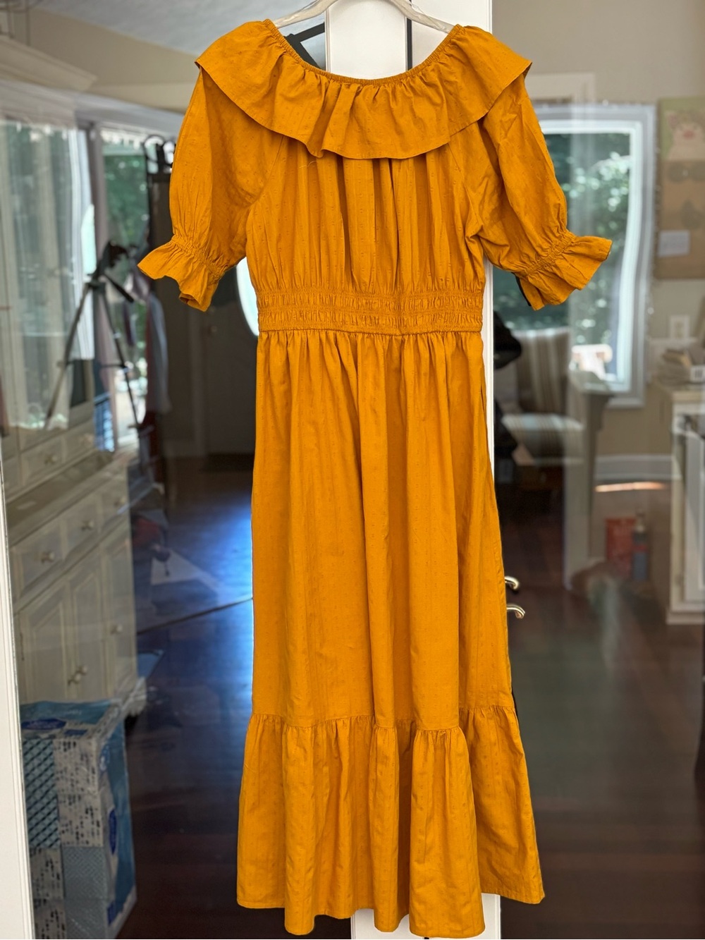 Universal Thread Mustard Ruffled Midi Dress - Picture 10 of 10